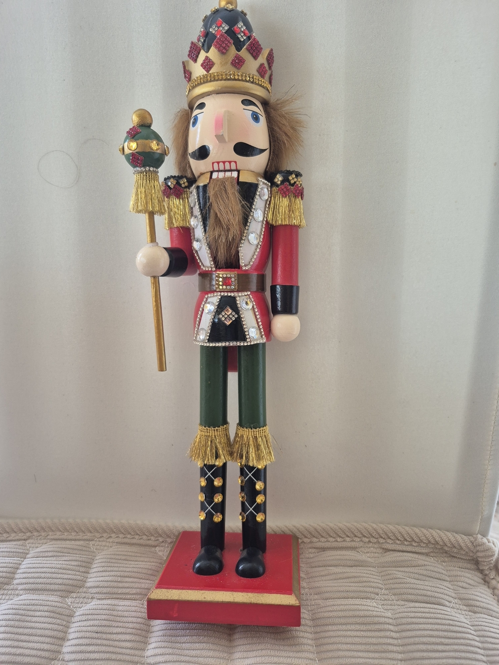 Festive Red & Green Nutcracker King Holiday Decor